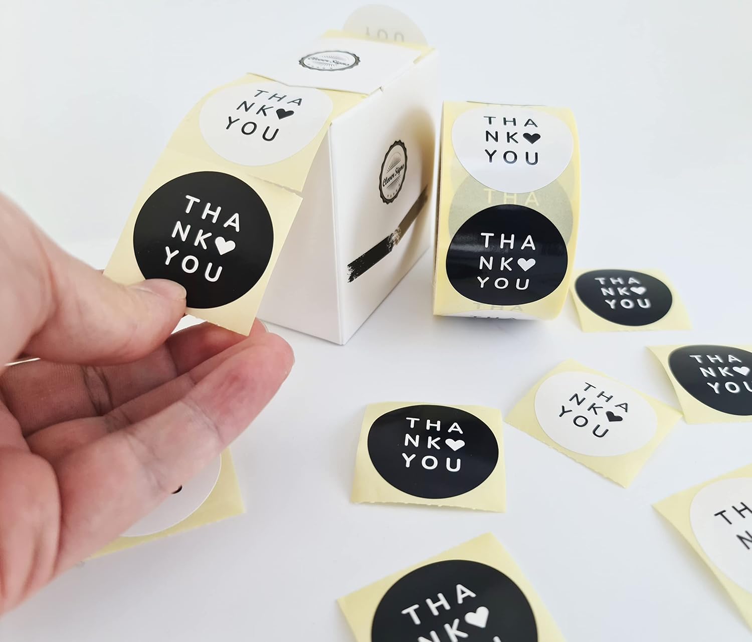 500 Thank You Stickers,Elegant Design for Business,2 Unique Design,1.5" Round, Dispenser Box, Great for Online Retailers, Boutiques, Shops to Use on Bags, Gift Boxes, Wedding Favors - Image 5