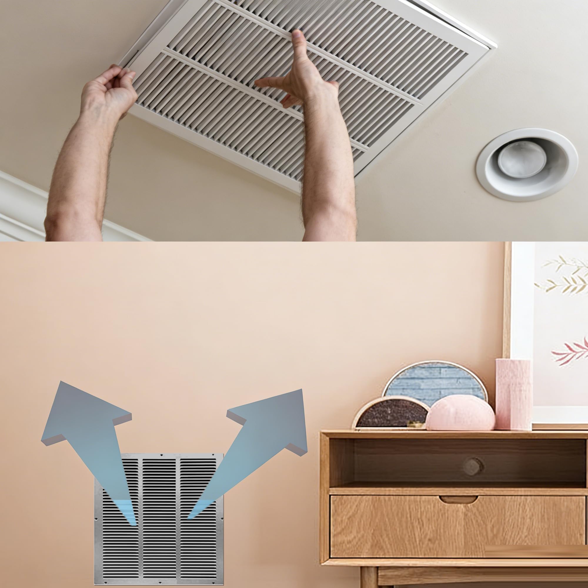 Bimiti Rejilla de ventilación de aluminio, rejilla de ventilación rectangular | Resistente a la corrosión, 60 x 60 cm, antioxidante para cocina, baño, pared, techo, viviendas