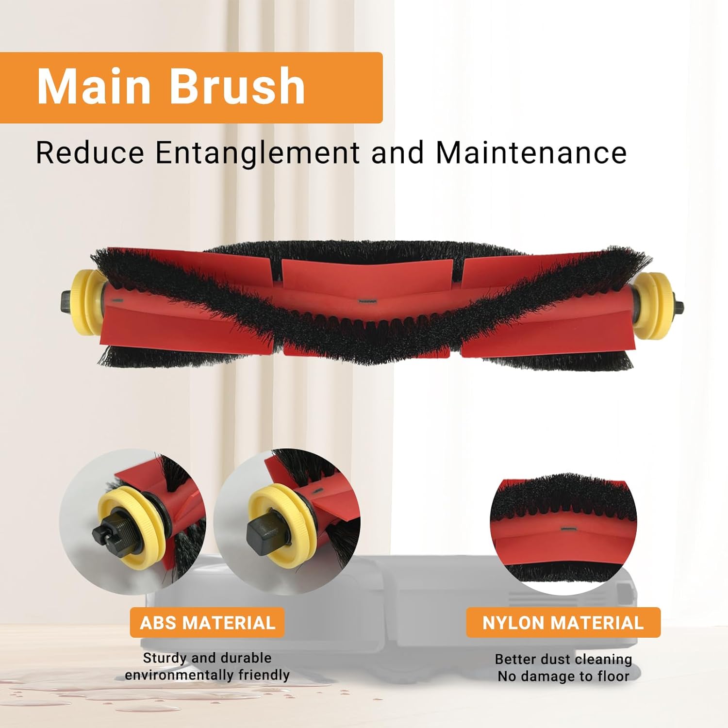 Replacement Parts Accessories Compatible for Roborock S5, S5 Max, S4 Max, S6, S6 MaxV, E4, E5, S4 Robotic Vacuum Cleaner 3 Side Silicone/1 Main Roller Brush 3 HEPA Filter - Image 2