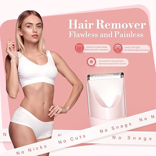 Miniatura 3 de Flyant - Recortadora de bikini para mujer, afeitadora eléctrica 2 en 1 para mujer, recortadora de pelo púbico, impermeable, IPX7 con LED, maquinilla