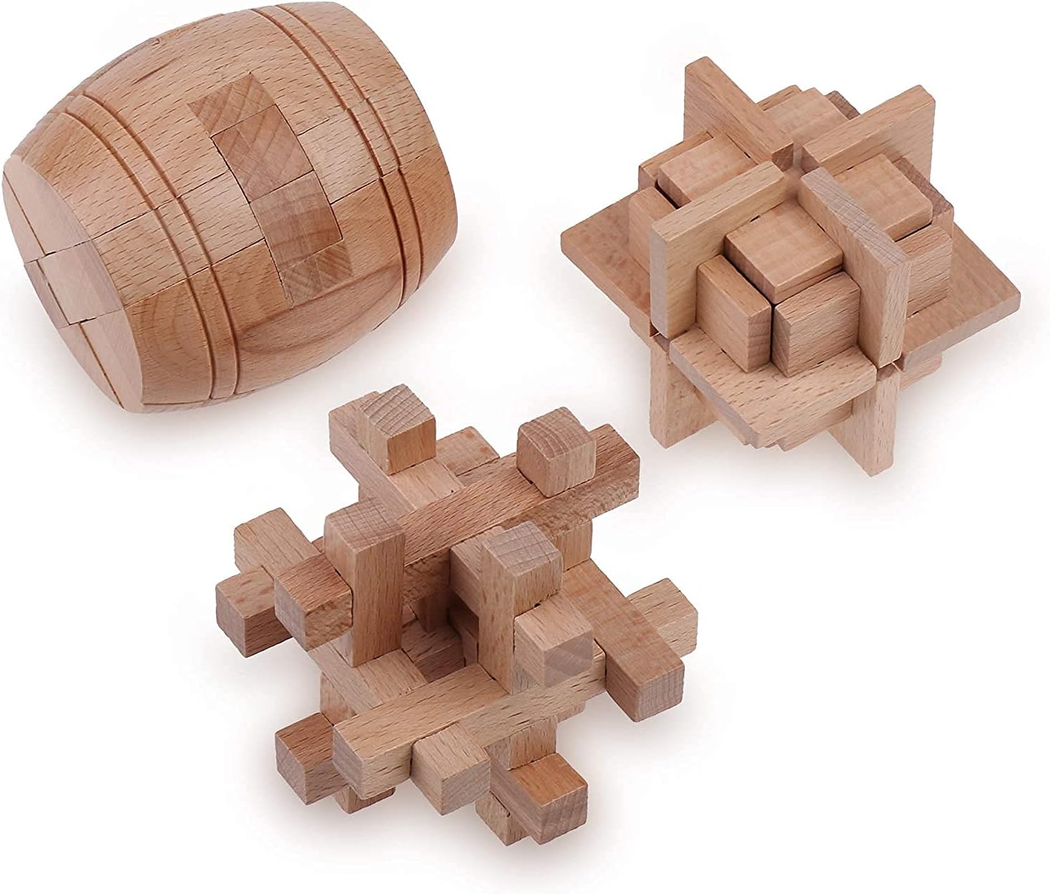 Sharp Brain Zone Wooden Brain Teaser Puzzles for Adults & Kids - 3D Puzzles Brain Games, IQ, Mind and Logic Test - Challenging Wood Educational Toys by