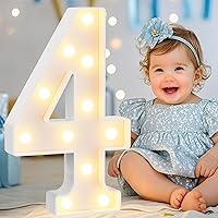 Vista 53 de Pooqla Letras y Números Decorativos con Luces LED, Letras y Números de Neón de Plástico Blanco para Decoración de Fiestas, Bodas, Funciona