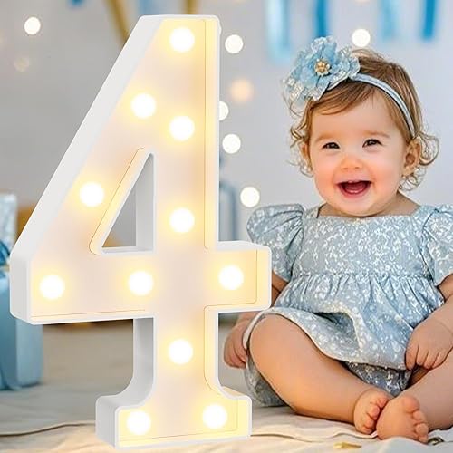 Miniatura 54 de Pooqla Números iluminados de 2.4 pies, números de marquesina de 2.4 pies de alto, decoración de fiesta para ella y él, cartel grande de mosaico