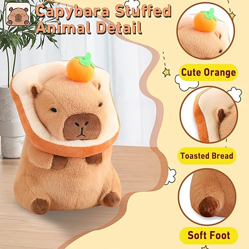 Miniatura 4 de Lindo animal de peluche Capybara suave de Capybara con pan Kawaii Capybara de peluche con naranja Capybara juguetes de peluche, regalos para niños y