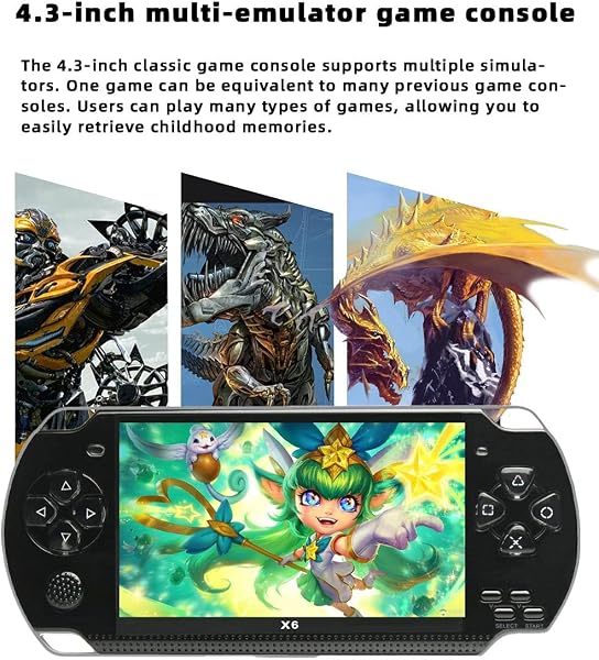 JXD 4,3 Zoll Handheld-Spielkonsole X6 mit Unterstützung für Mehrere Simulatoren Retro-Videospielkonsole MP3/4/E-Book TV-Ausgang Tragbares Spielgerät Spielstände - 2