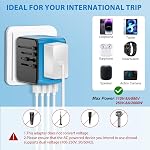 Adaptateur universel de puissance de voyage international, chargeur mural tout en un avec haute vitesse 2.4A 3xUSB, 3.0A Type-C, Adaptateur européen, Monde entier AC Fiches d'entrée pour UK, EU, AU & Asie (bleu)
