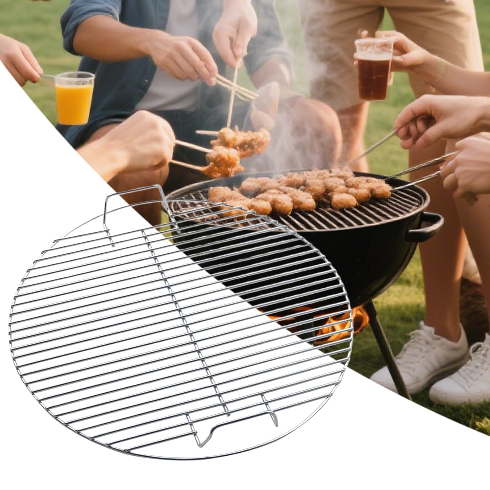 Wytrzymały ruszt do grillowania ze stali nierdzewnej, okrągły, wielofunkcyjny, do gotowania na zewnątrz, na kemping, piknik, podwórko i do grillowania w ogrodzie
