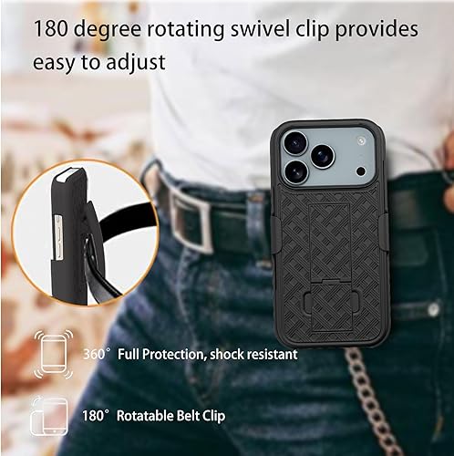 Miniatura 20 de Ailiber Funda compatible con iPhone 15 Pro Max, funda para iPhone 15 Pro Max con lente de cámara y protector de pantalla, soporte giratorio