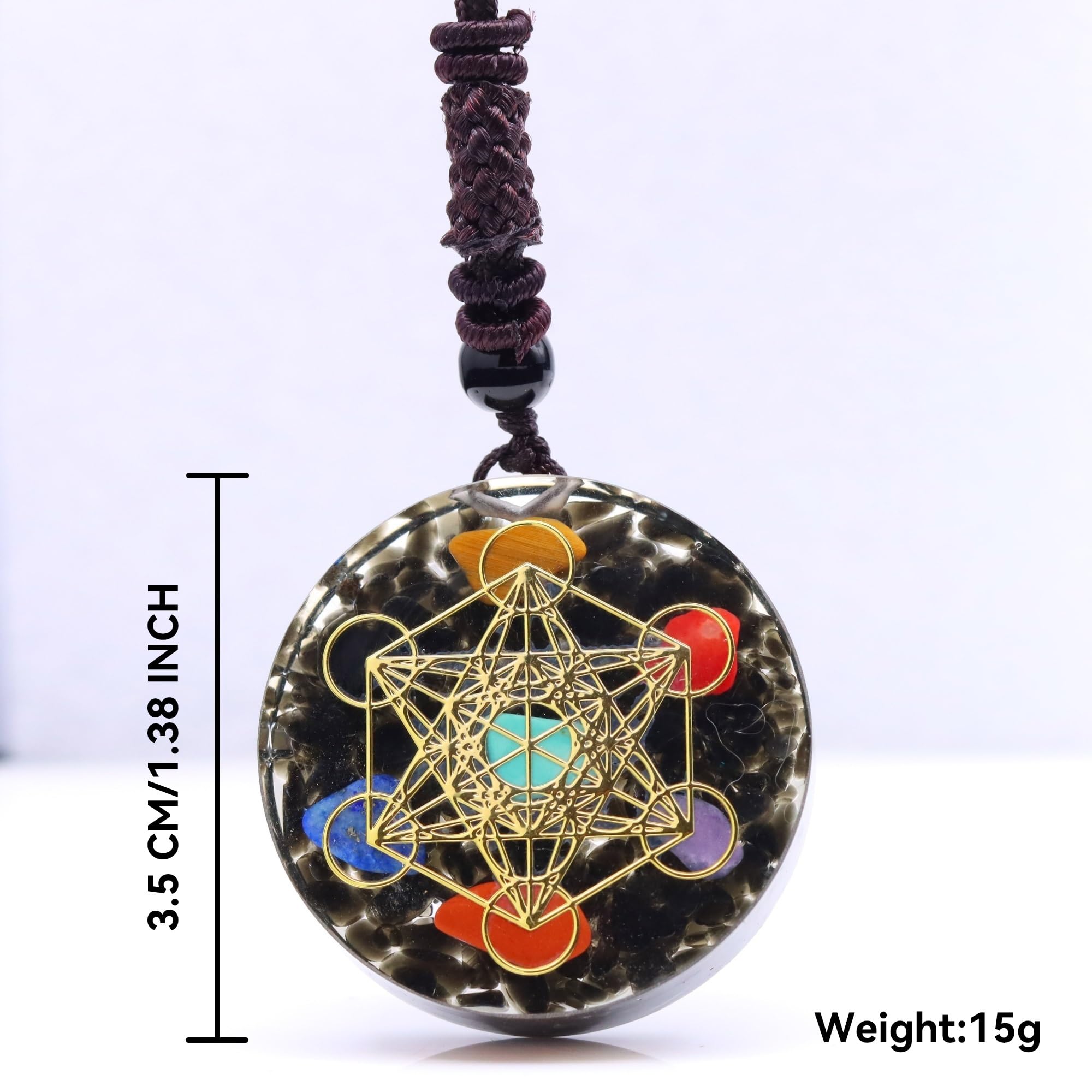 Orgon Metatron Würfel Merkaba Halskette, Heilchakra Kristall Stein for Yoga Meditation,Schwarz