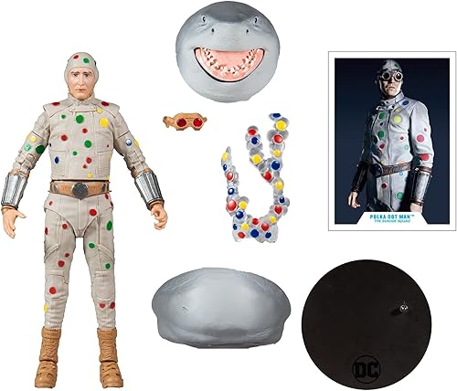 Miniatura 7 de McFarlane Toys DC Multiverse Polka Dot Man (The Suicide Squad) Figura de acción de 7 pulgadas con pieza de tiburón rey Build-A y accesorios