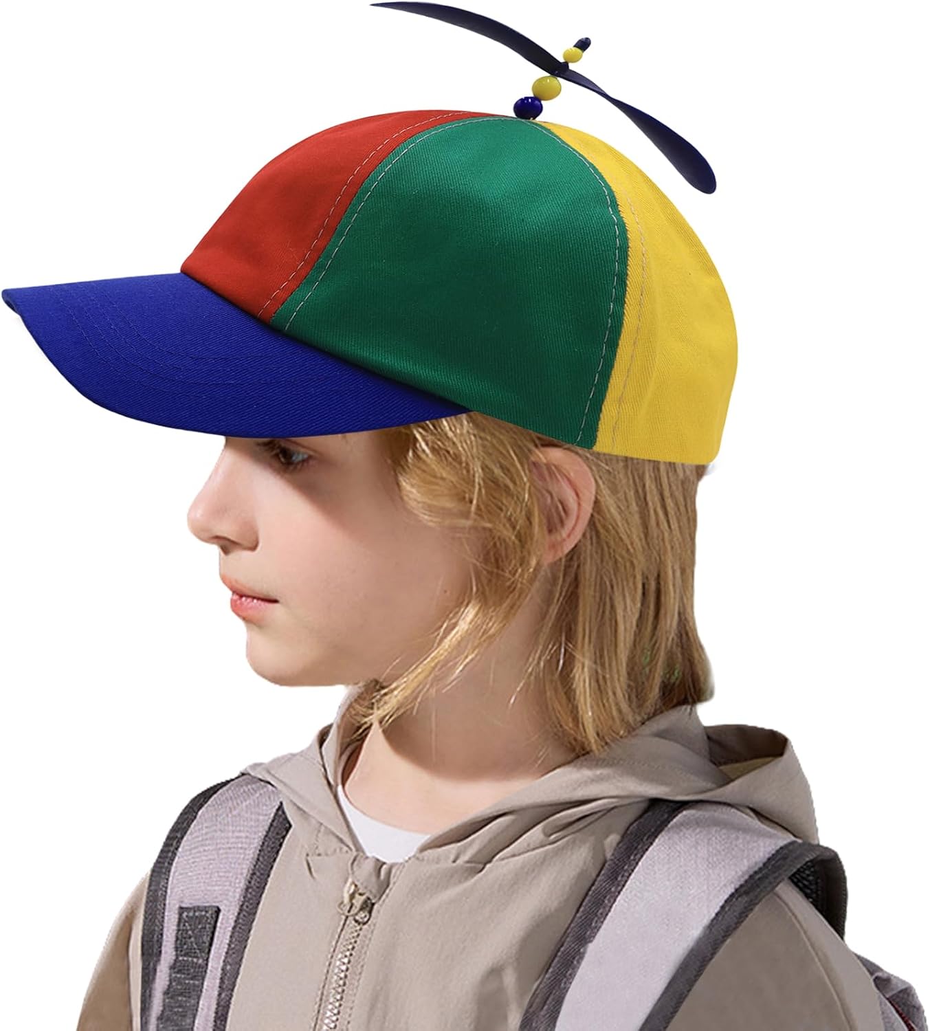 Colorful Bamboo Dragonfly Baseball Cap Rainbow Helicopter Propeller Cap Parent-Child Snapback Hats Sun Hat for Adults Kids
