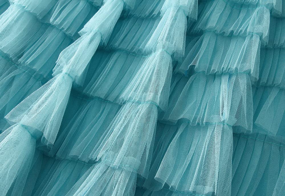 Röcke Damen,Damen Maxirock Blau Elastische Taille Tüll Faltenrock Mode A-Linie Geraffte Layered Flowy Elegant Puffy Cake Lange Röcke Für Mädchen Damen,L