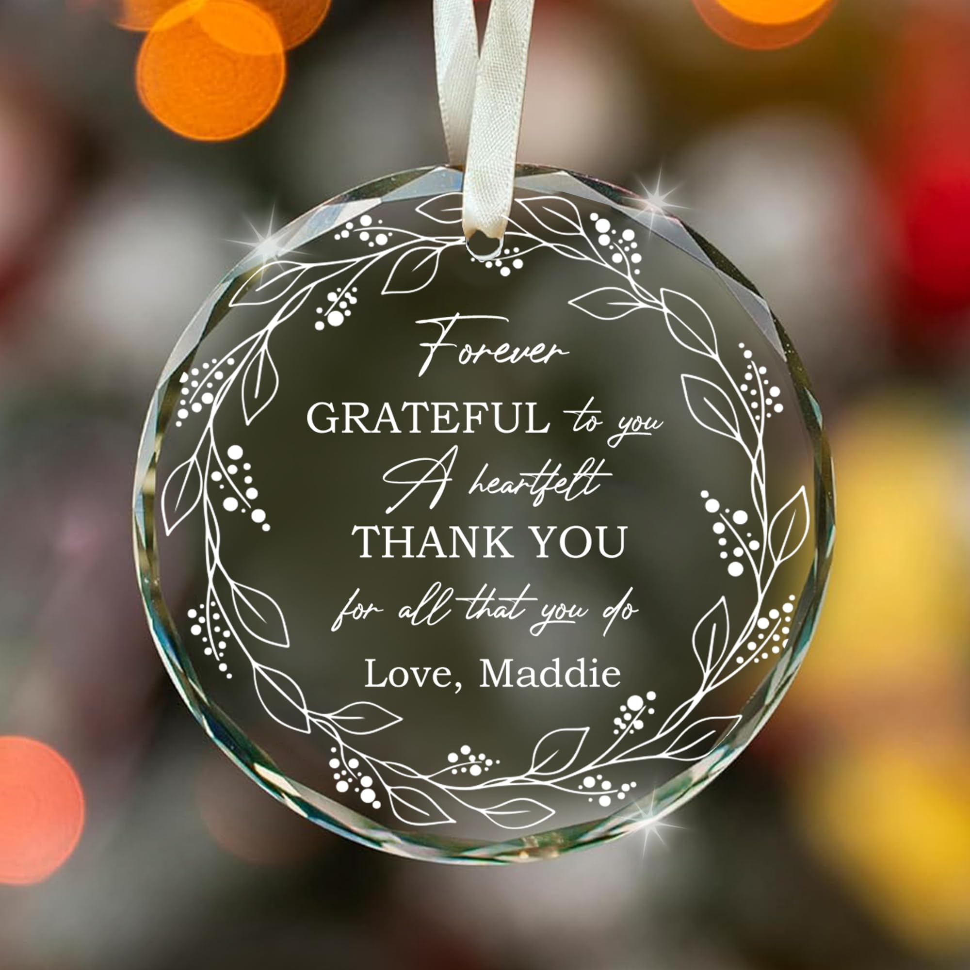 Fastpeace Personalized Thank You Ornament – Custom Glass Appreciation Keepsake for Teacher, Boss, Nurse, Coworker, or Friend – Heartfelt of Gratitude with Name – Thank You Ornament 2025