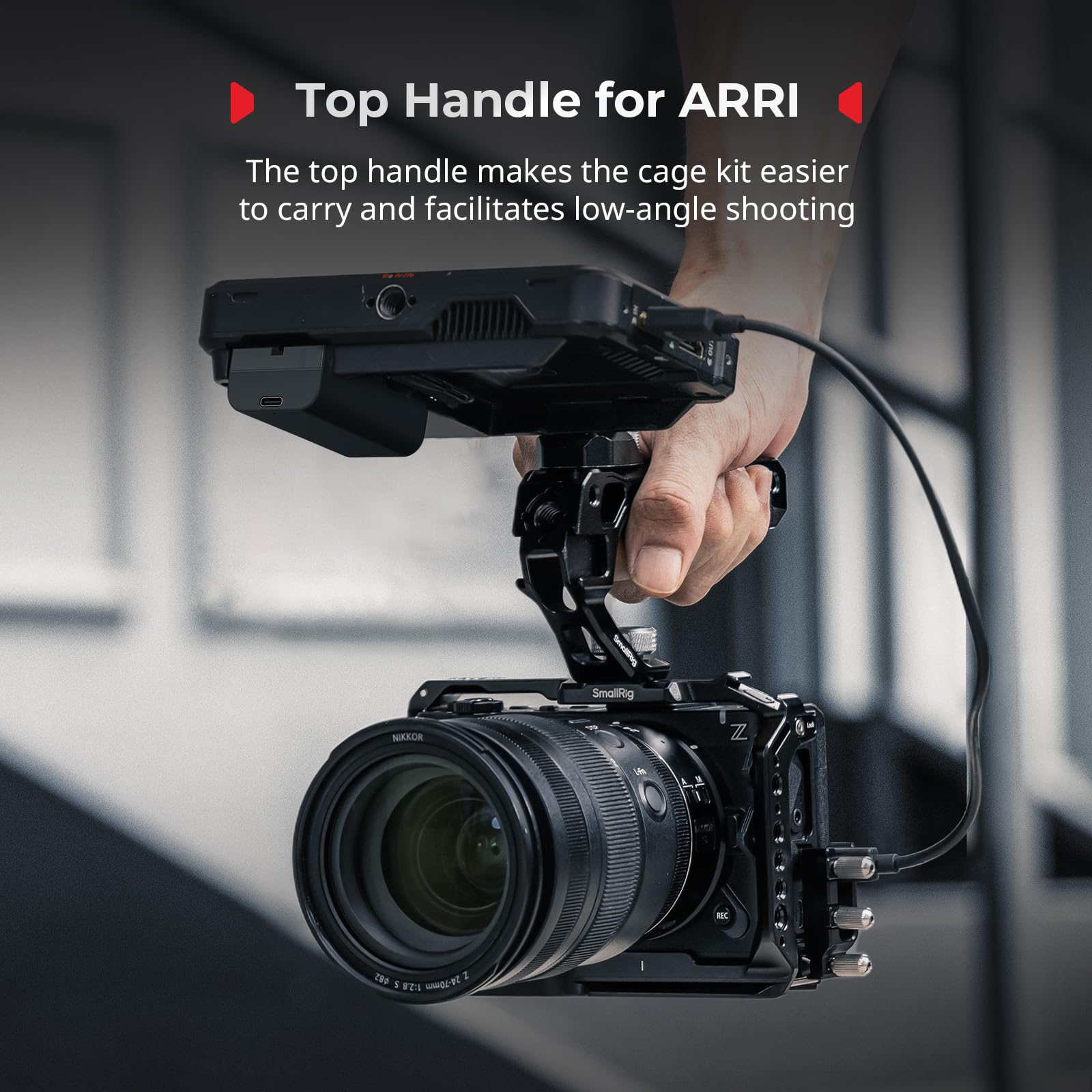 SmallRig Kit Gabbia per Fotocamera per Nikon ZR con Impugnatura in Silicone, Maniglia Superiore per ARRI, Morsetto per Cavo HDMI, Freddo Integrata e Piastra a Sgancio Rapido per Arca - 5647