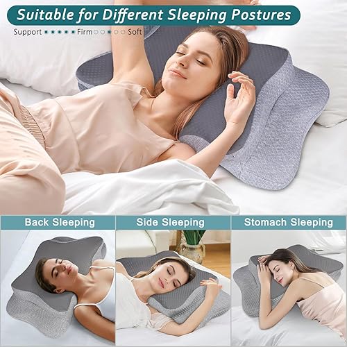 Miniatura 3 de Almohada cervical para el cuello para aliviar el dolor de dormir, almohada de espuma viscoelástica de contorno, almohada ergonómica para dormir de