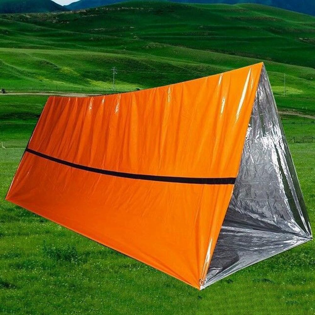 Nsssunnre Notfallzelt Outdoor-Rettungsdecke Überlebensdecke Isolierdecke Einfaches Zelt Orange Zelt+Tasche mit Pfeife Sport & Freizeit