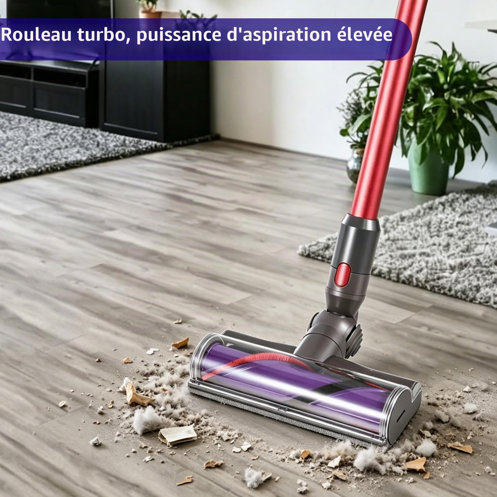 Brosse compatible avec Dyson V10 V11 V7 V8 V15 - Accessoire de rechange pour brosse de sol - 25 cm - Convient pour sols durs et tapis