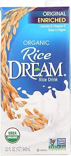 Rice Dream Organic Original Rice Drink, 4x32oz - Vitamin-Enriched Non-Dairy Rice Milk Alternative, Low Fat & All Natural