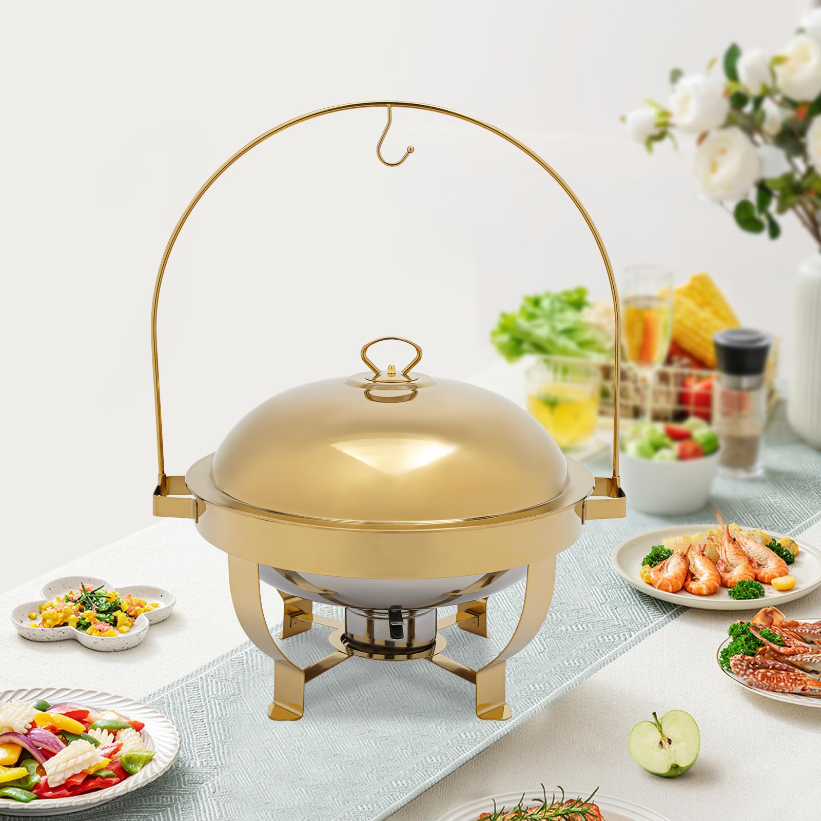 Set di piatti a buffet da 8 l, set da buffet rotondi, server a buffet e scalda chafers in hotel, caffetterie, ristoranti, riunioni di famiglia, banchetti, matrimoni, feste e