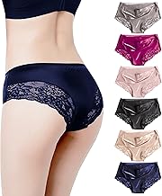 Women's Panties [6 Pack] Seamless Cute Bikini Sexy Lace Underwear High Breathability Stretchy Pants Deodorant Antibacterial Women's Cotton Breathable Non-Constricting Panties Beauty Butt