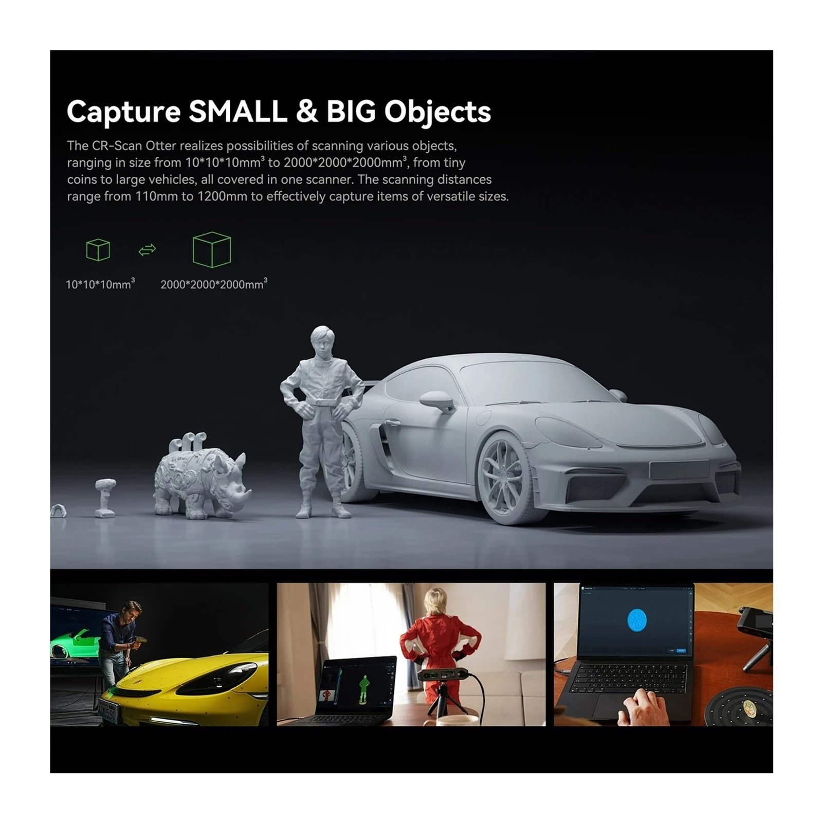 CR-Scan Otter 3D Scanner Handheld with 0.02mm Accuracy Anti-Shake Tracking Up to 20FPS Four-lens Stereo Vision