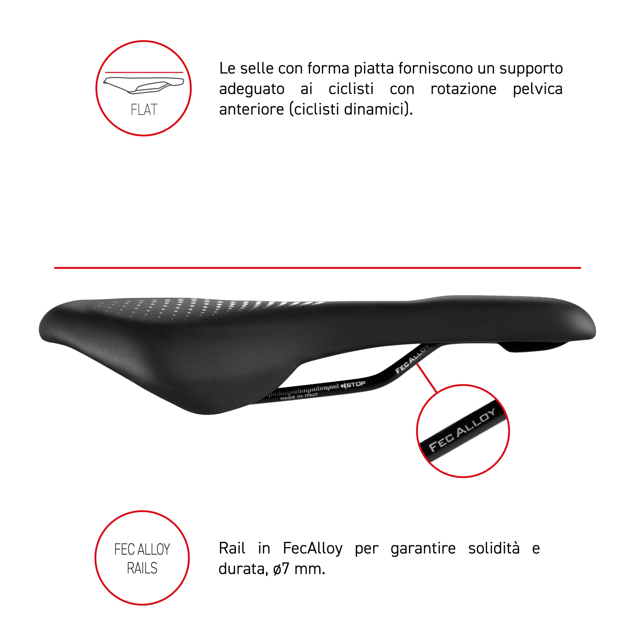 Selle Italia A3 - Sella Bici da Strada Comoda, Imbottitura in Gel, Foro Anatomico Flow, Impermeabile ed Ergonomica