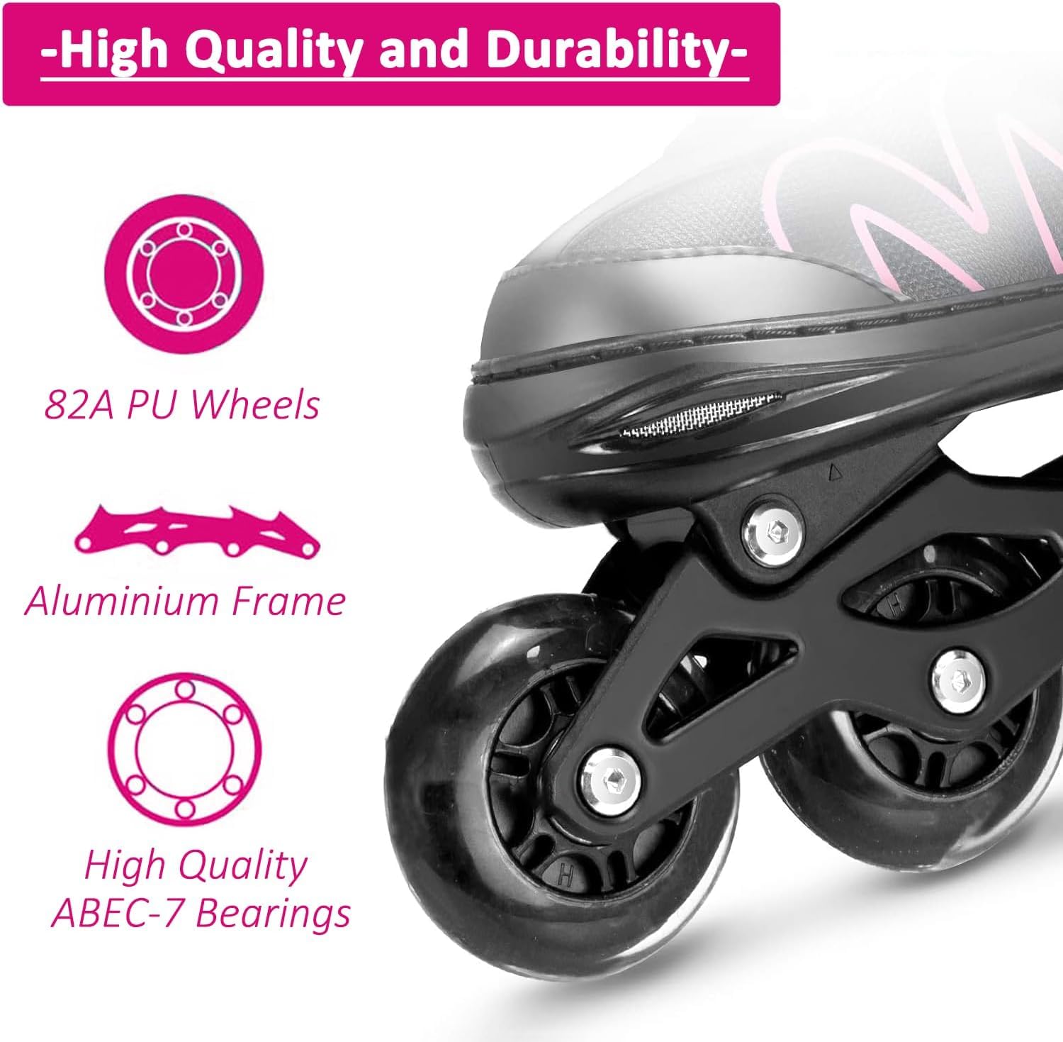 Patins En Ligne Réglables Pour Enfants Avec Roues LED Clignotantes - Roulements ABEC-7 Silencieux - Taille Ajustable EU34-37 - Parfait Pour Débutants