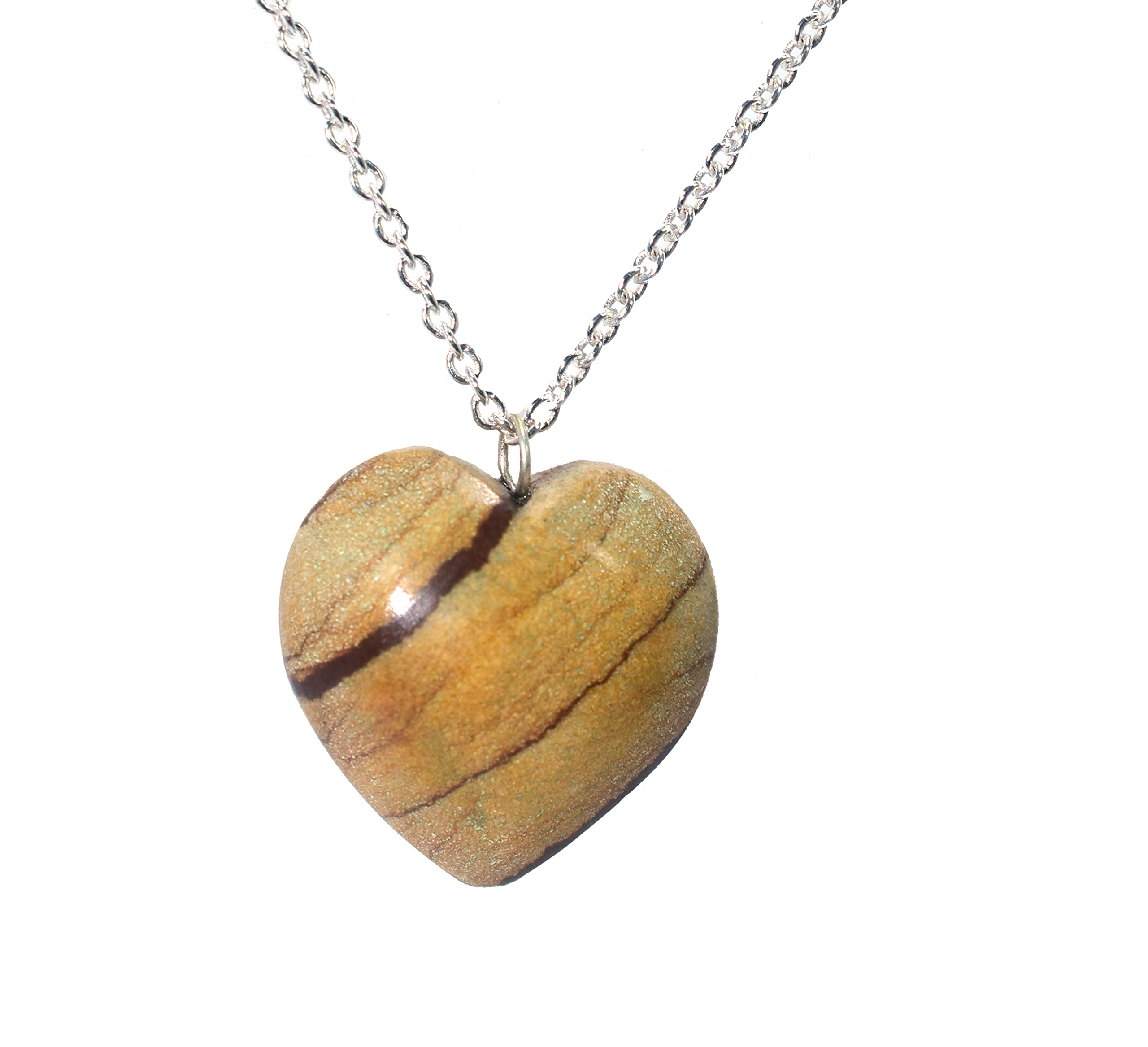 SUNSHINEGEMSSunshinegems Natural Picture Jasper Heart Shape Necklace, Polished Gemstone, Energy Healing Crystals, Gift for Her, Birthday, Gemstone Jewelry 18 inch