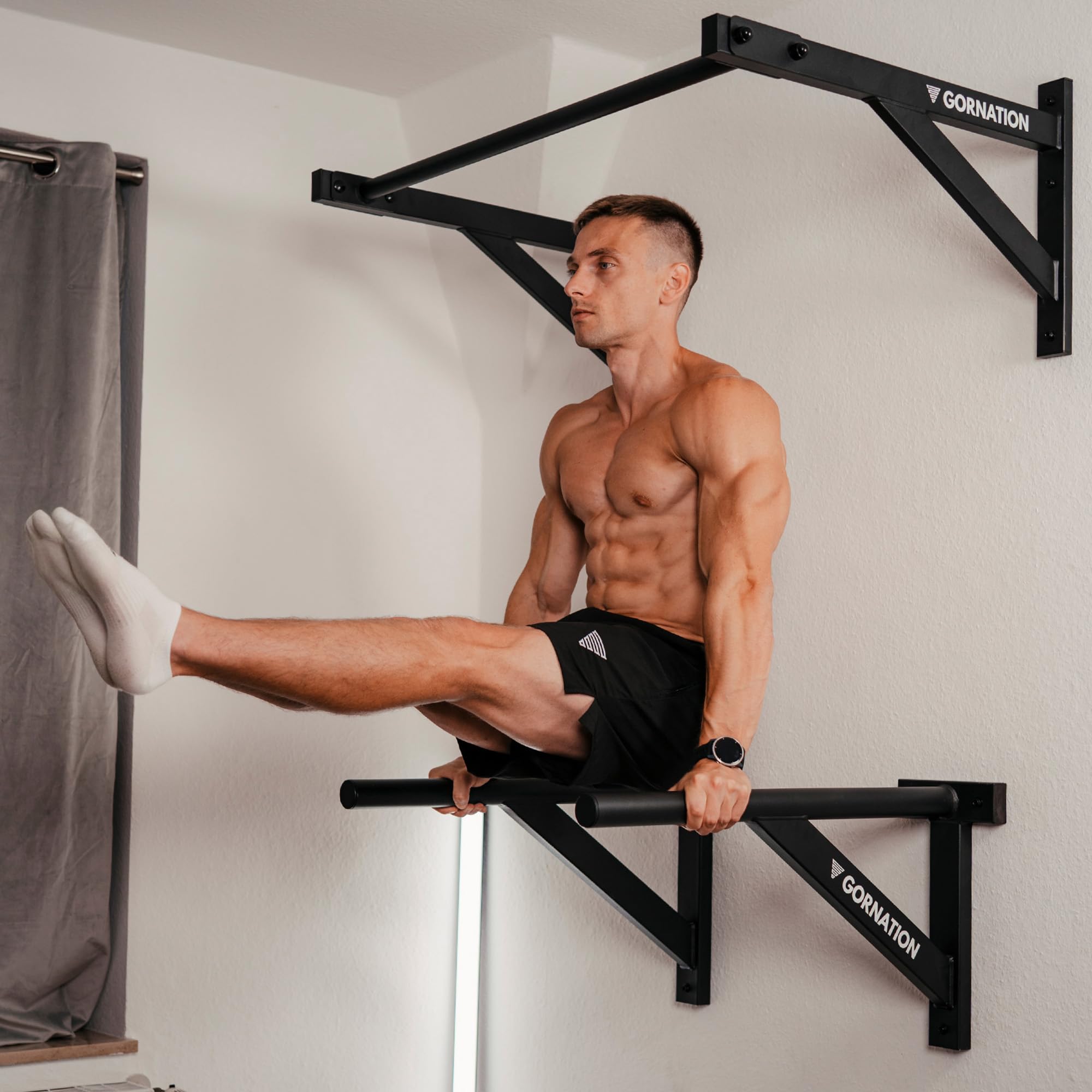 GORNATION Barre Parallele per Dips a Muro, Dip Station a Parete, Ideale per Calisthenics, per Palestra a Casa, Attrezzatura per Allenamento della Forza, Home Gym, Indoor/Outdoor