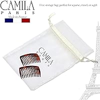 Vista 7 de Camila Paris AD825/2 - Peine lateral francés para el cabello, pequeño, curvado, diseño de concha de tortuga, diseño de torcido, decorativo, pinzas