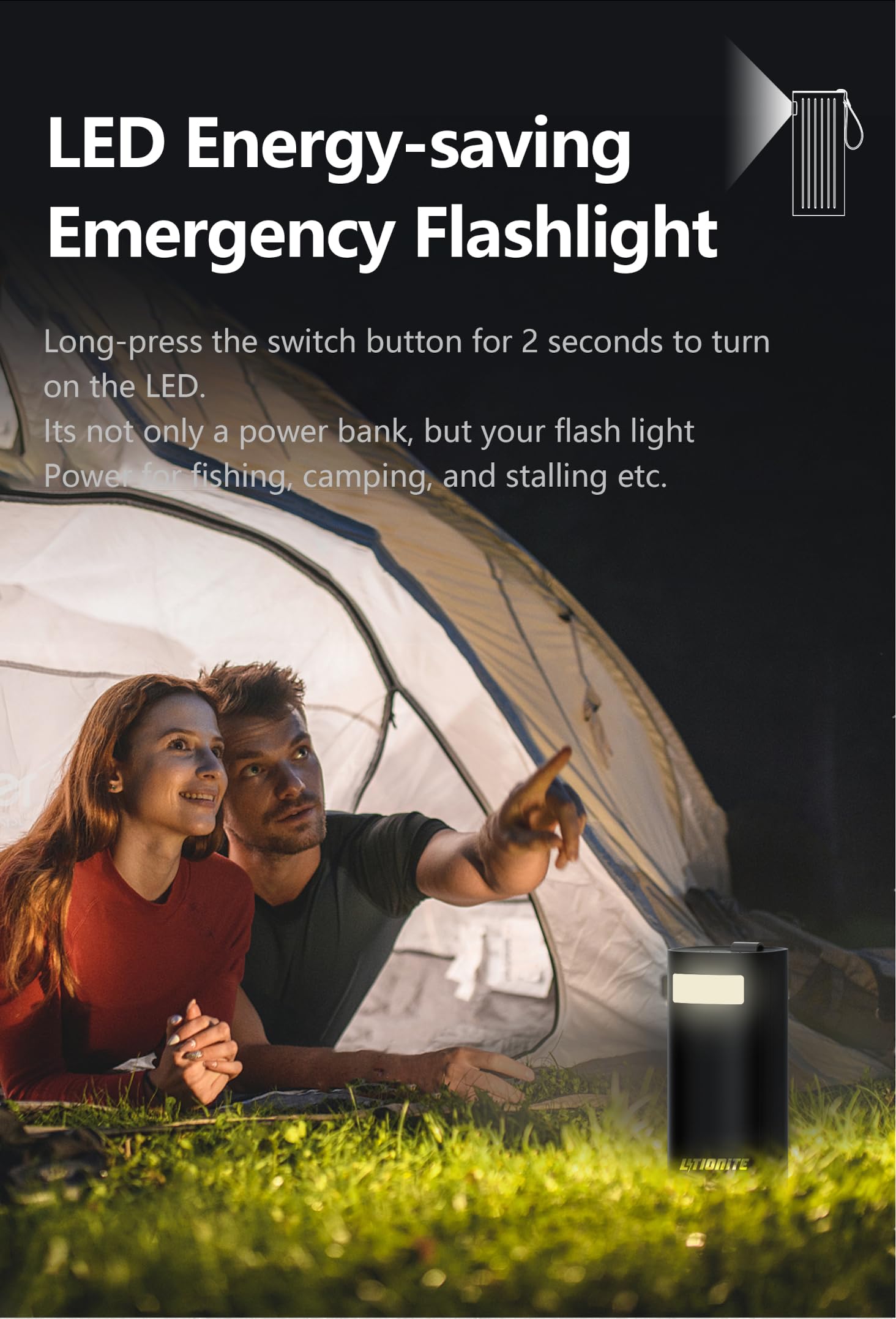 LITIONITE Titan 200W / 60.000mAh Power Bank z nową technologią LiFePO4 do 3000 cykli - Podwójne złącze USB-C PD3.0 - Latarka LED - Przenośny zewnętrzny akumulator do laptopa/MacBook/Surface/PC/Drona