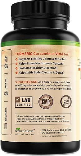Miniatura 2 de Suplemento de Cúrcuma y Jengibre de Nature's Base - con Curcumina, Vinagre de Sidra de Manzana y Extracto de Pimienta Negra BioPerine - 95%