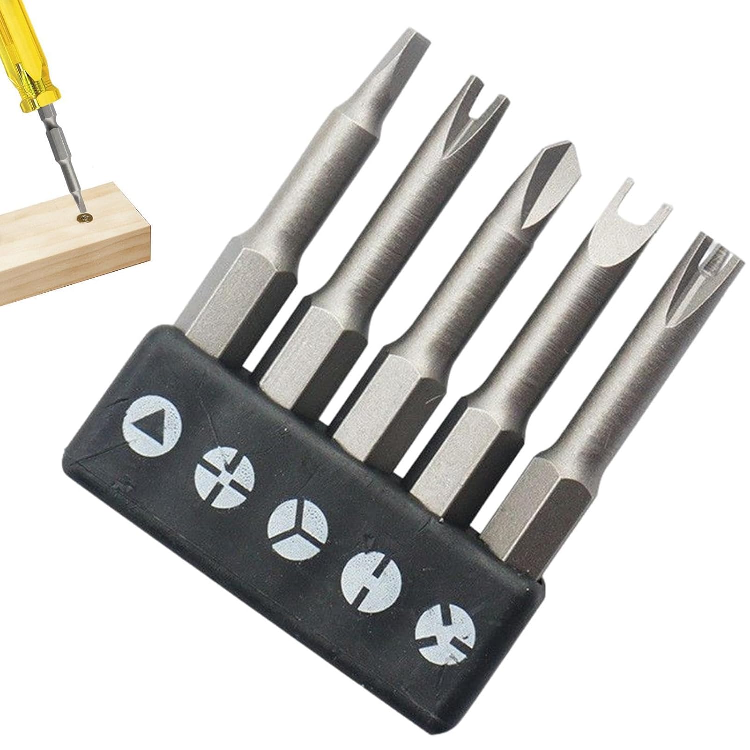 Screwdriver Bits - 5 Chrome Vanadium Steel Drill Driver Bit Kit, Sturdy Drill Screwdriver Bit Set | U-Shaped Y-Type Triangle Inner Crosss Three Points Screwdriver Bit Tool for Home, Workers