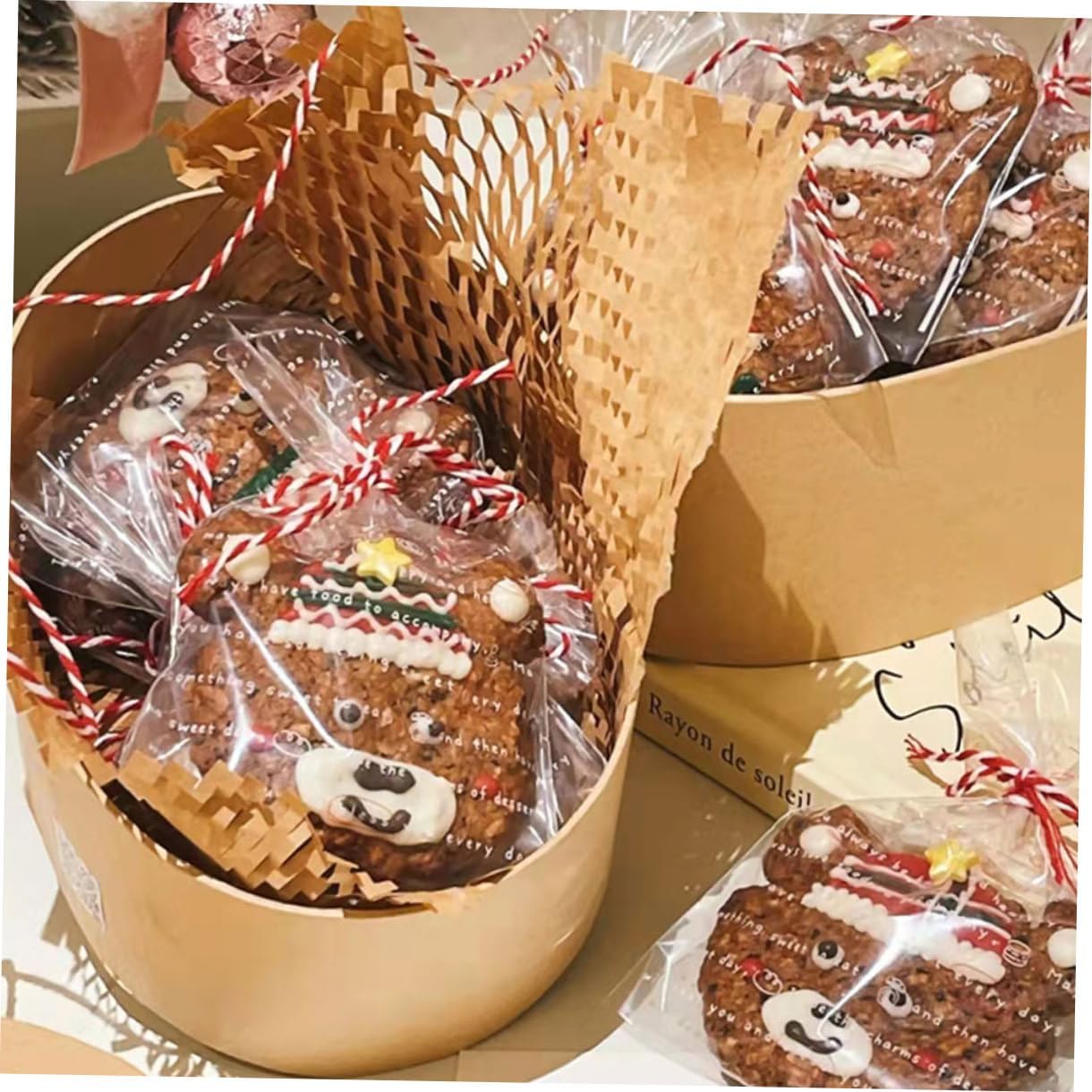 Kraft Paper Cookie Holder Compact Box for Bakery Supplies | Khaki Small Dessert Packaging, Practical Take out Use, Hotel Banquet Service, Safe to Use image 4