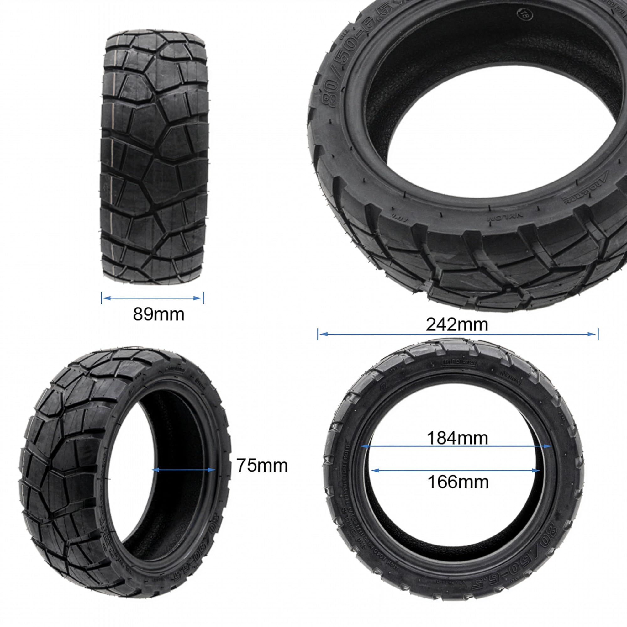 eWheel Pneumatico tubeless 80/50 6.5 Ewheel Rhinotrack Runflat per scooter elettrico ad alta resistenza per uso quotidiano migliore presa e stabilità in viaggio urbano