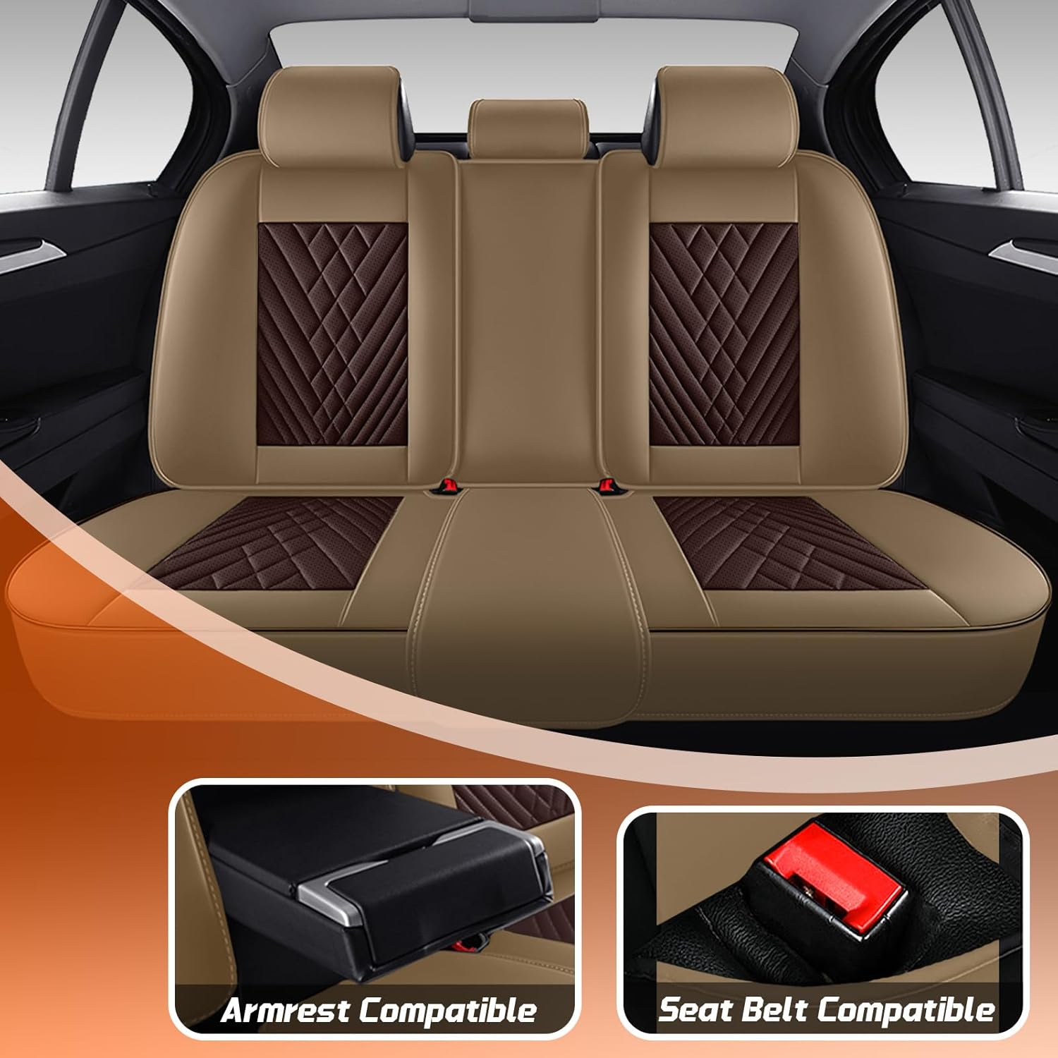 Car Seat Covers Fit for Toyota GR86 2022-2025,5 Seat Comfort Non-Slip Seat Cover Airbag Compatible,Waterproof Leather Seat Covers(Luxury 5 Seats with Pillow,Beige Coffee)