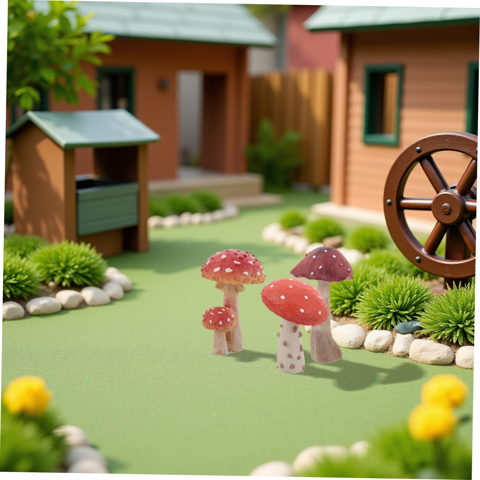 Decorazioni da Giardino Esterno Vacanze Estive Funghetti Decorativi in Resina 3 Pezzi Resistenti alle Intemperie Installazione Facile per Patio e Cortile