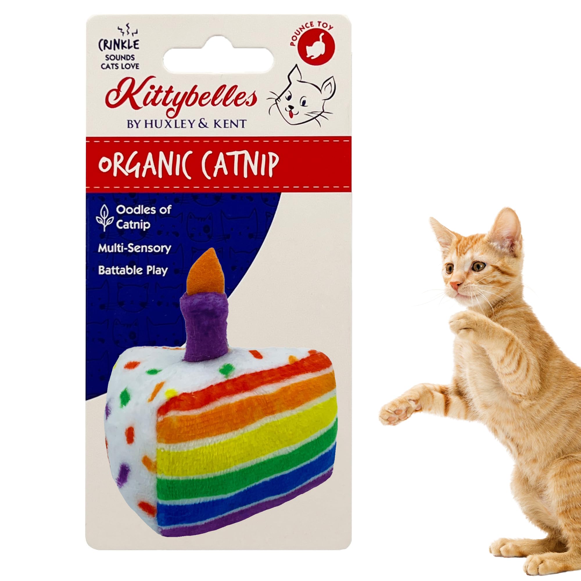 Huxley & Kent Plush Cat Toy - Interactive Catnip Toy for Cats & Kittens - Soft with Crinkle & Catnip - Fun Indoor Play - Funfetti Cake