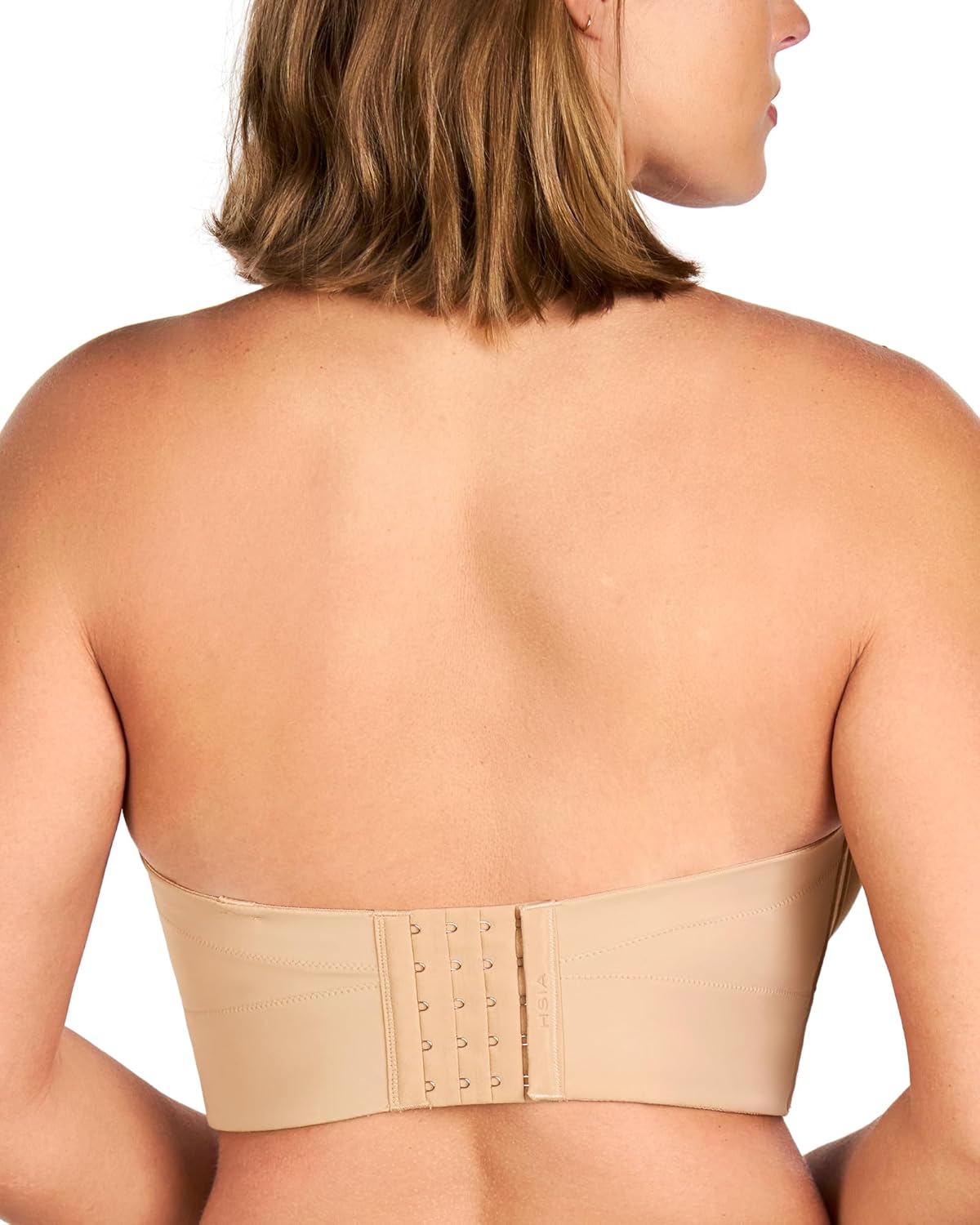 HSIA Strapless Bras for Women, Longline Bandeau for Large Bust Plus Size Supportive Corset Non Slip Convertible Bustier, Nude 42DD - Image 3