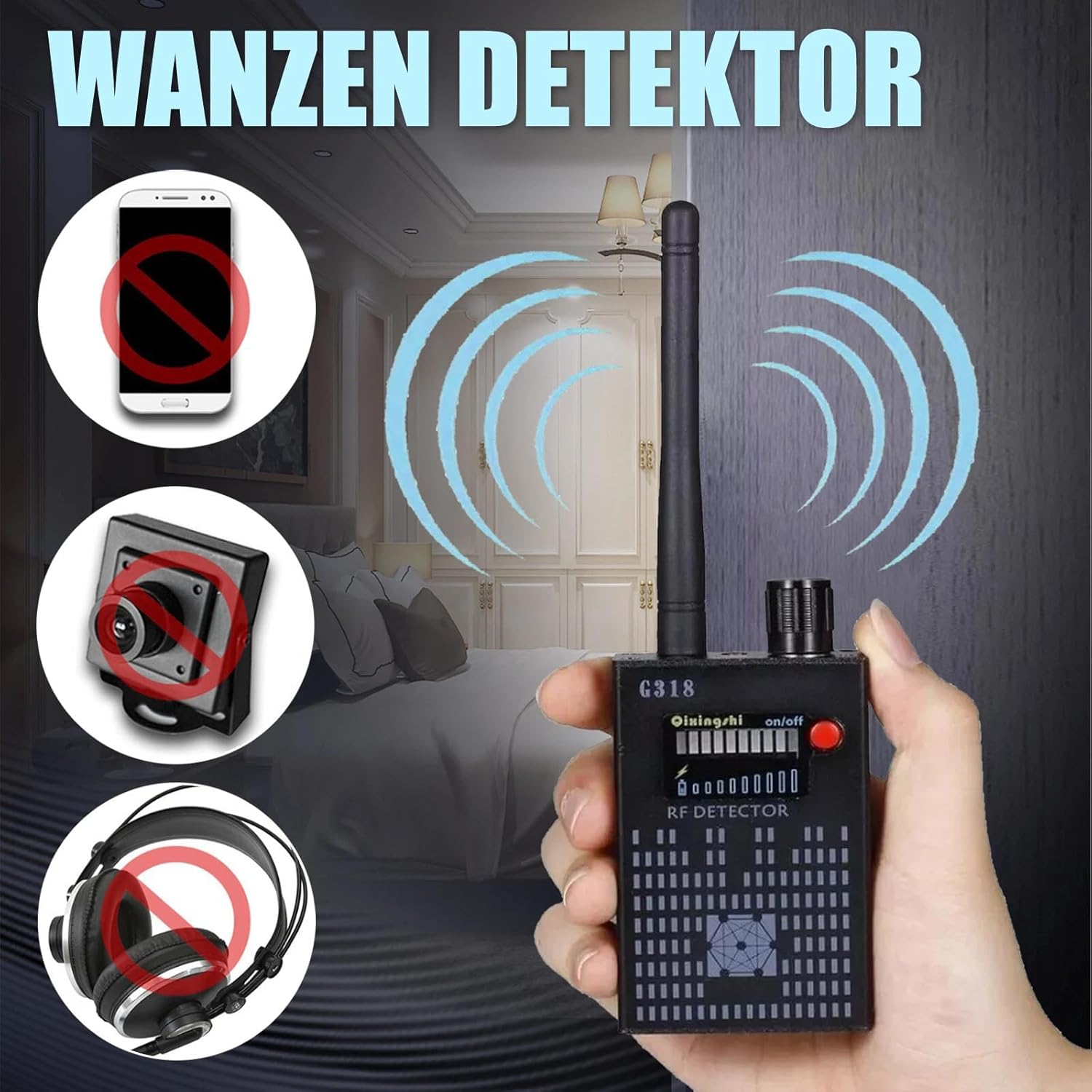 RF Signal Detector Bug Anti-spy Detector G318 Camera GPS Scan GSM Audio Finder