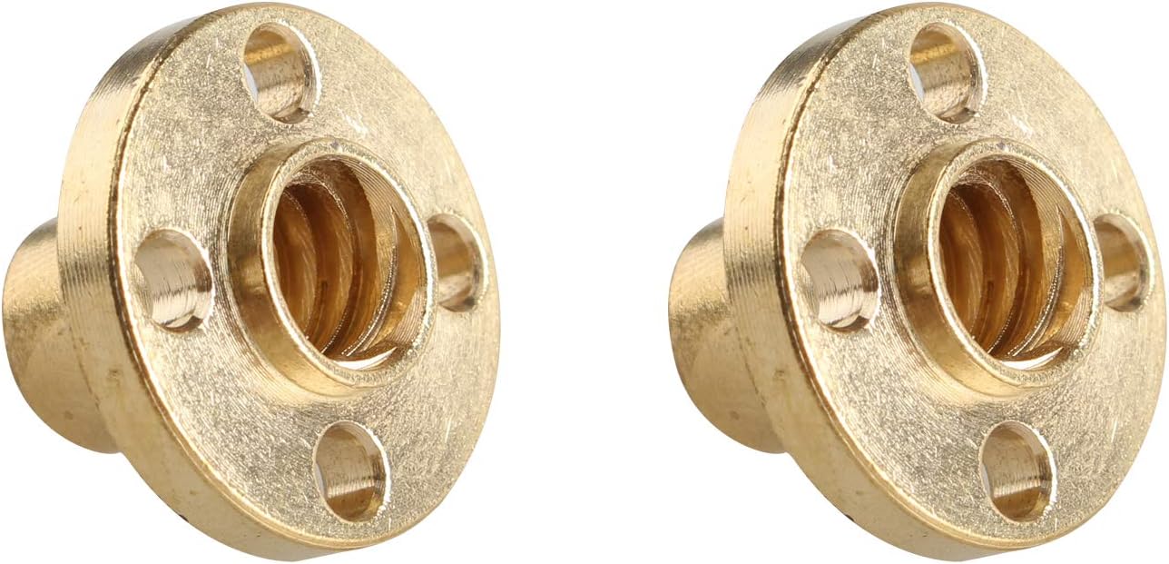 2Pcs Brass T8 Screw Nut 2mm Pitch Trapezoidal for 8mm T8 Lead Threaded Rod Lead Screw 3D Printer Reprap Parts Z Axis