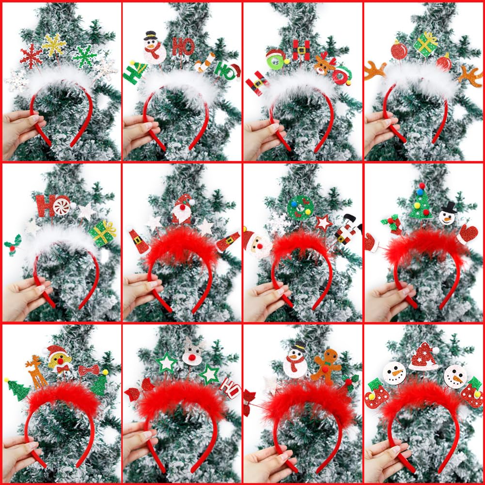 Pveath Lot de 6 Bandeaux de Noël Serre-tête de Noël, père Noël