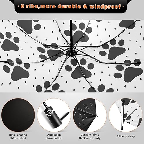 Miniatura 6 de Paraguas plegable compacto lindo gatos y mariposas paraguas de viaje automático cierre abierto acuarela paraguas invertido paraguas para lluvia