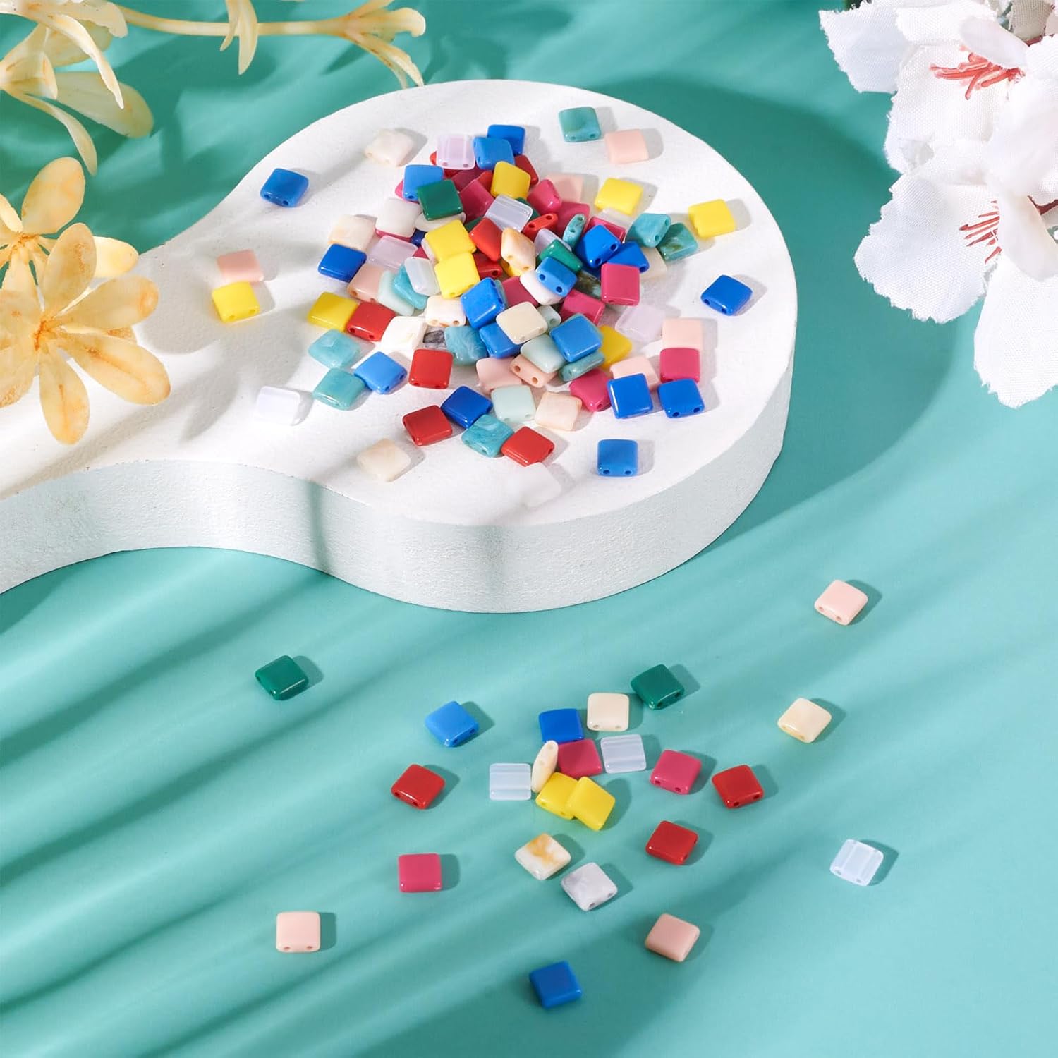 Pandahall 360Pcs 2-Hole Tila Acrylic Seed Beads - 12 Colors, Opaque Loose Spacer Beads 5.2x5.2mm for Jewelry Making - Image 2