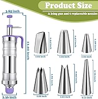 Vista 6 de FANTEXY Kit de jeringa de decoración de postres con 6 puntas de glaseado para decoración de pasteles, kit de decoración de cupcakes de acero
