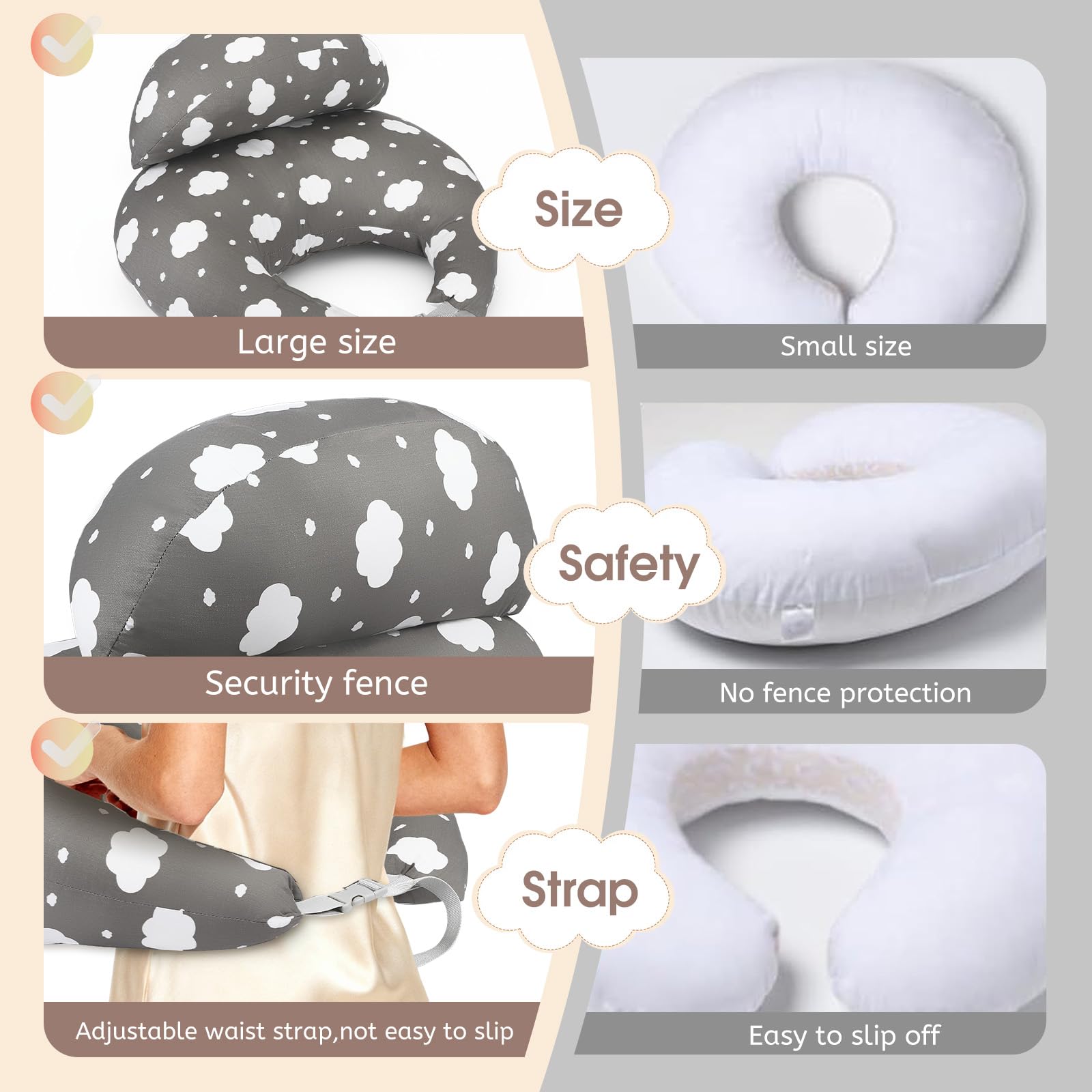 Almohada de lactancia para bebé, almohada ergonómica de lactancia y posicionamiento, almohada de embarazo, almohada de sueño lateral, pequeña almohada antireflujo de 45° para bebé.