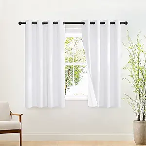 NICETOWN 100% Blackout Door Curtain 63 inch Long Thermal Insulated Room Darkening Privacy Short Curtain Window Treatment, Closet Drapes for Front/Sliding Door (Pure White, 52W x 63L, 1 Panel)