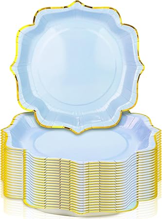 Amazon.com: Blushtier 100 Pack Paper Plates with Gold Foil Edges ...