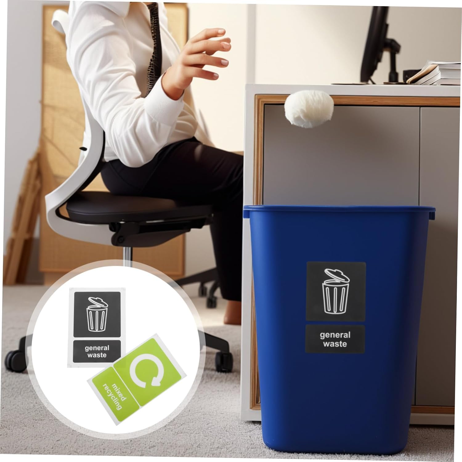 10pcs Recycle Stickers for Trash Bins Garbage Classification Labels for Kitchen Office Apartment Easy to Apply Self-Adhesive Recycling Symbols