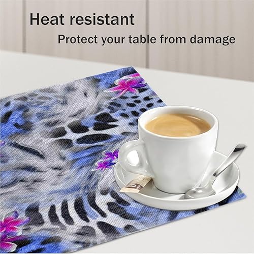 Miniatura 5 de Animal Prints Funny Placemats Set of 4 Table Mats Washable Placemat Waterproof Place Mats for Party Home Dining Table Decor 18x12 in